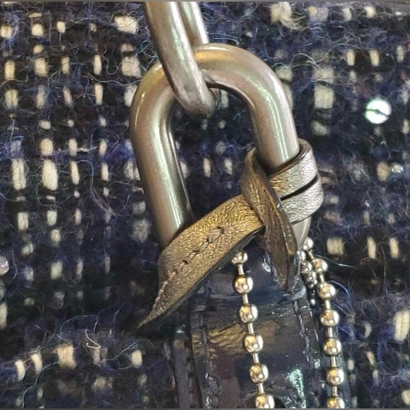 RARE COACH CHELSEA BOUCLE EMERSON TWEED AND WOOL BLEND BAG WITH LEATHER STRAPS - Picture 6 of 13
